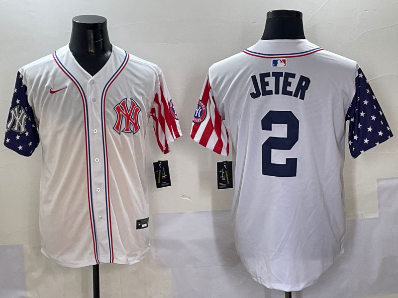 Men 2025 MLB New York Yankees 2 Jeter white jersey style 3